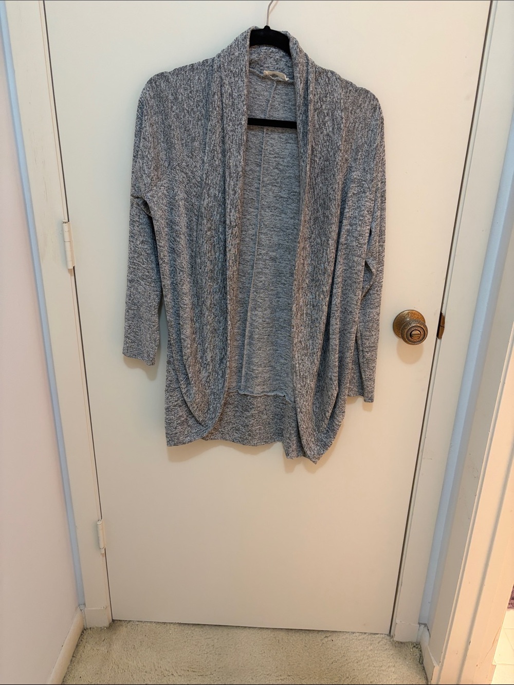 Olivia Rae Heather Gray Open-Front Draped Cardigan